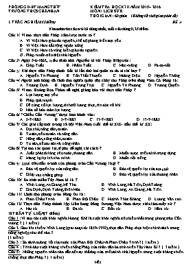 Đề kiểm tra học kì II Lịch sử lớp 8 - Năm học 2015-2016 - Trường THCS Võ Thị Sáu